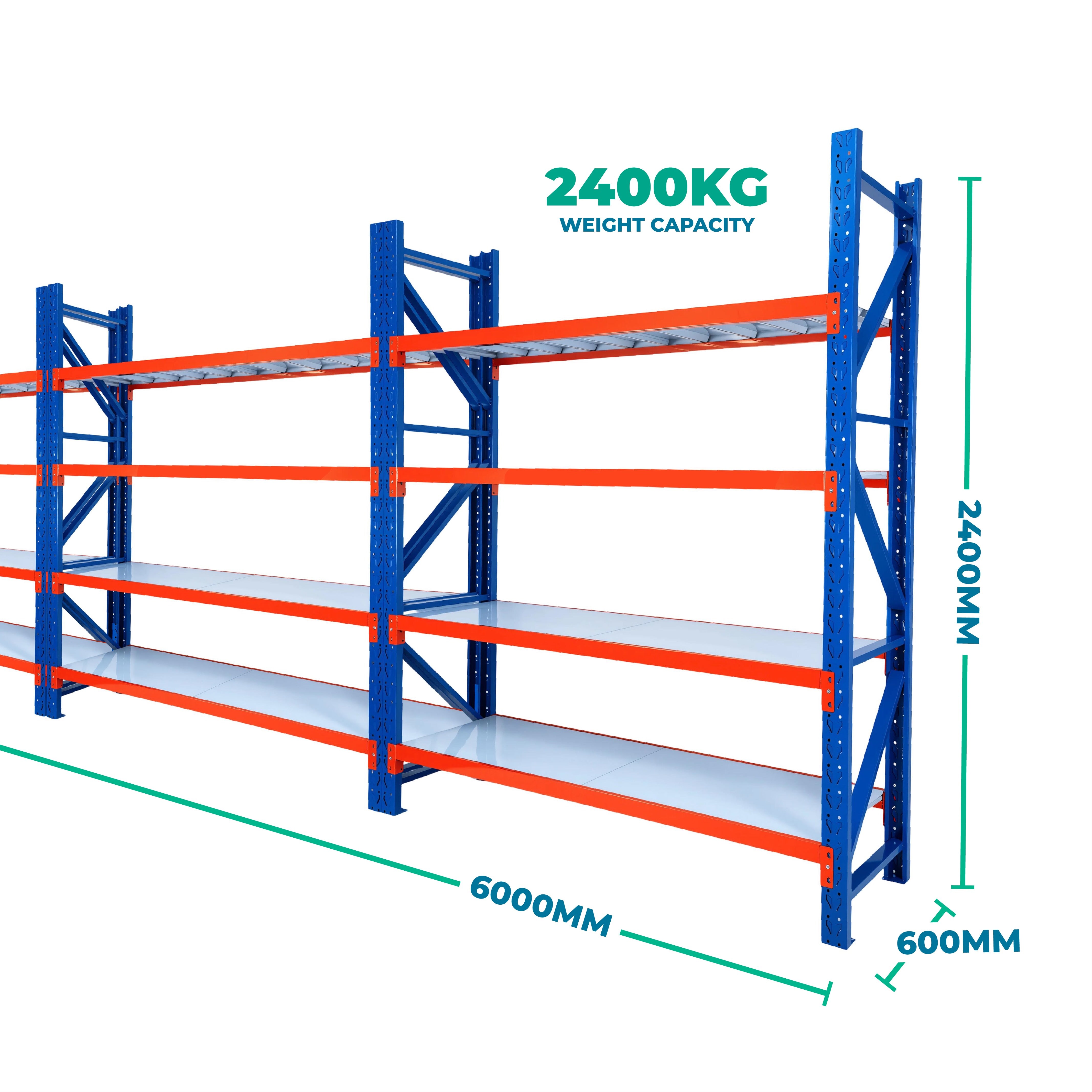 2.4m x 6.0m x 0.6m Heavy Duty Welded Steel Shelving