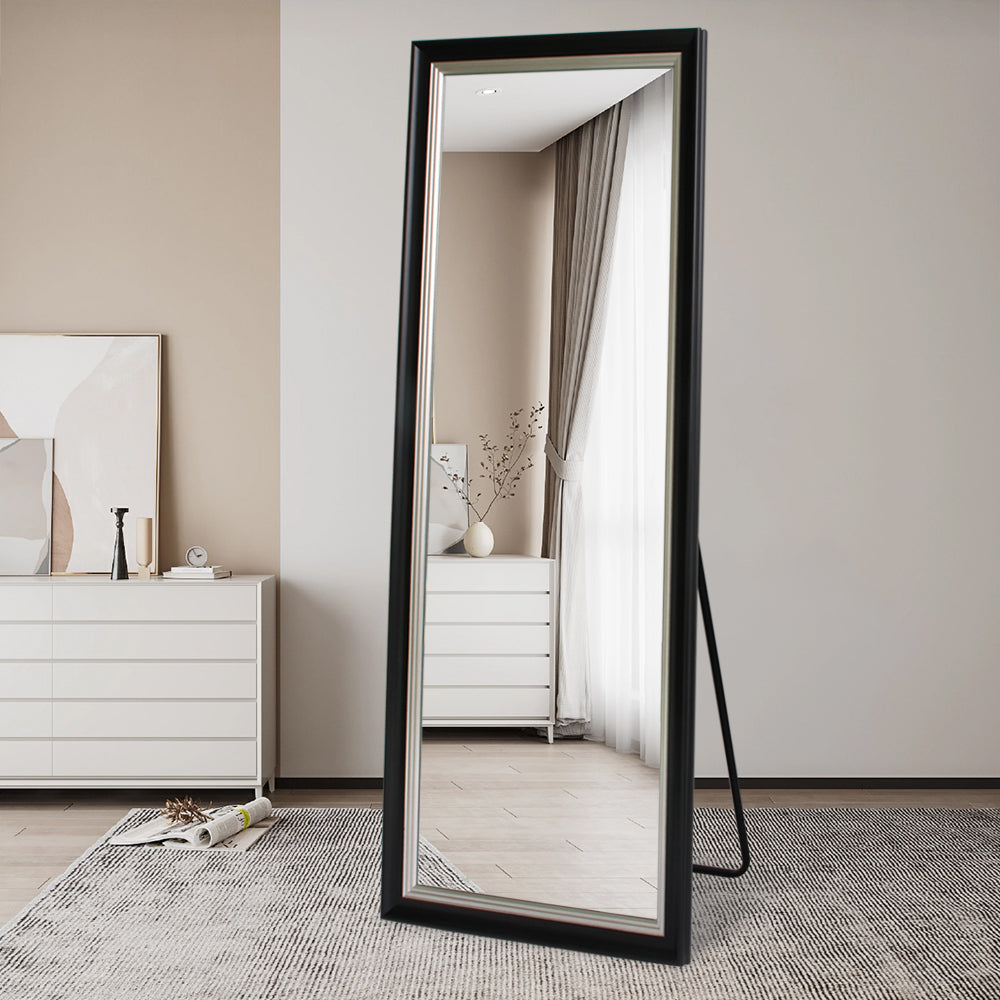 Rectangular Full Length Mirror 80cm x 180cm Black PS Frame Floor Standing Dressing Bedroom Mirror Modern Style