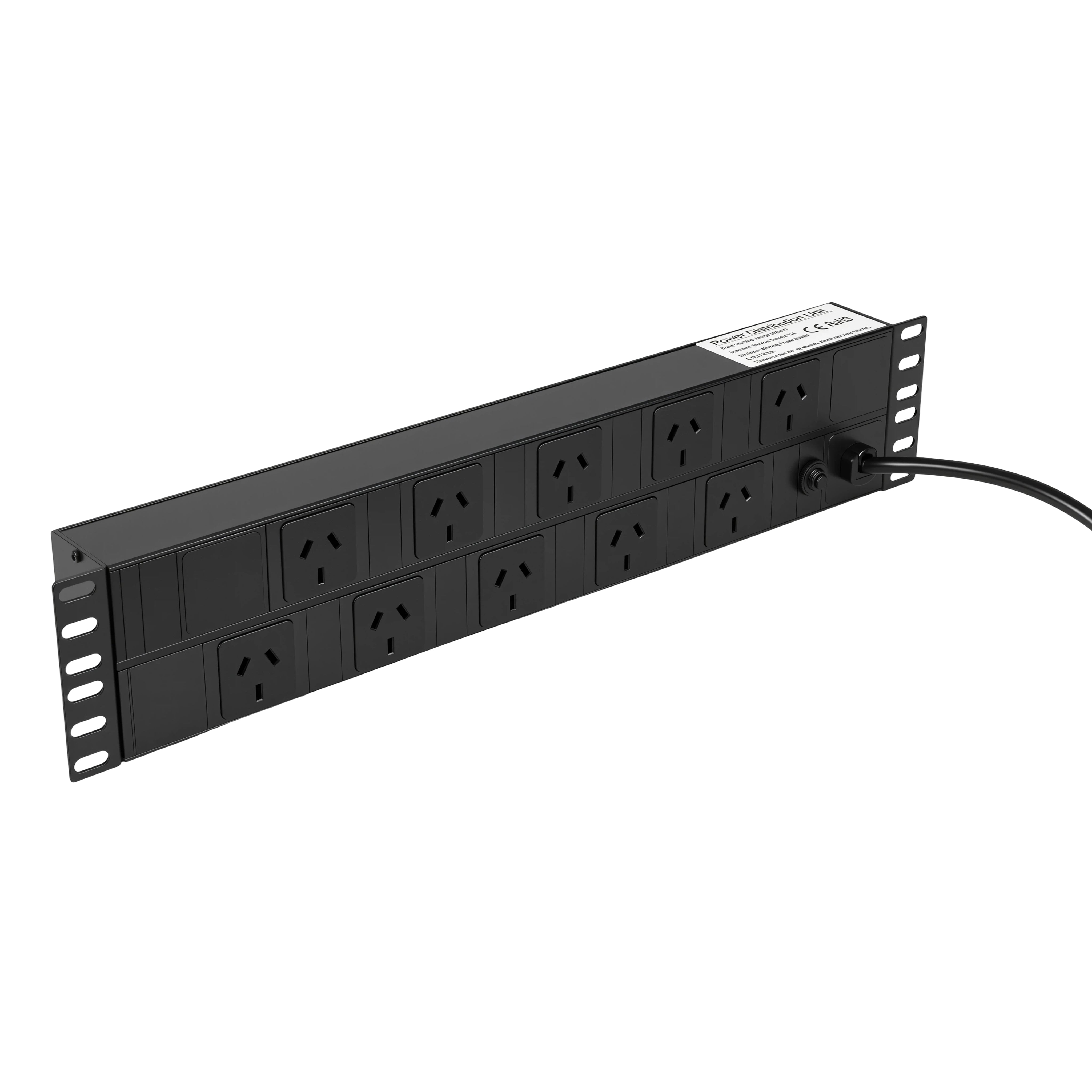 10 Way PDU Power Rail 10A 2RU Rack Mount Horizontal