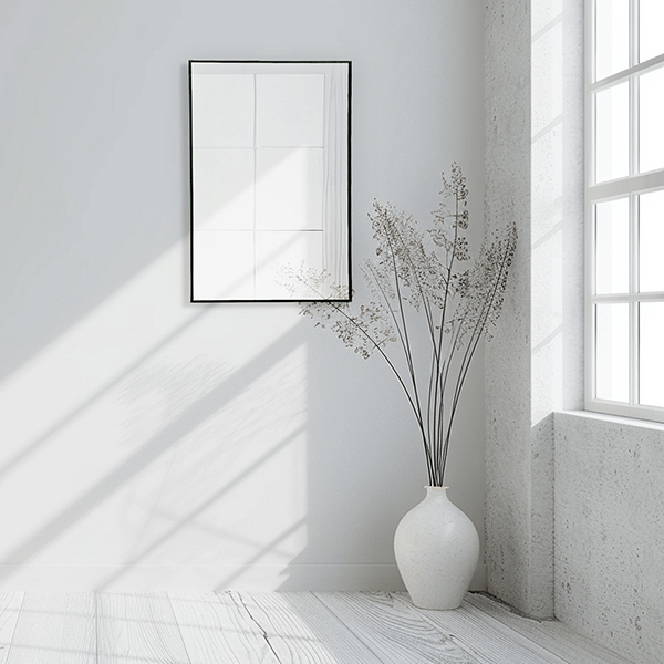 Black Framed Rectangular Wall Mirror Modern 60cm x 90cm Full-Length Mirror for Bedrooms Bathrooms Entryways