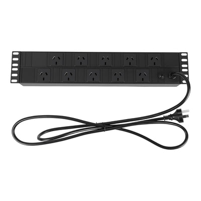 10 Way PDU Power Rail 10A 2RU Rack Mount Horizontal