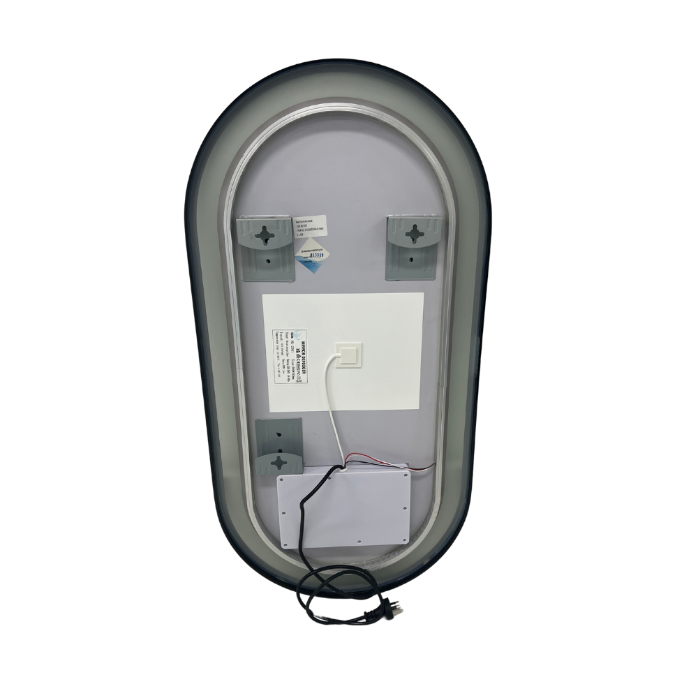 Black Oval LED Bathroom 100cm x 50cm Frosted Edge Defogger Dimmable Vanity Wall Mirror