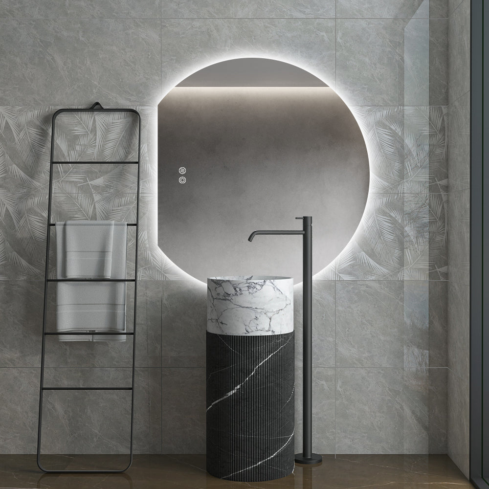 Modern Crescent Moon Wall LED Mirror 63cm x 70cm Backlit Frameless