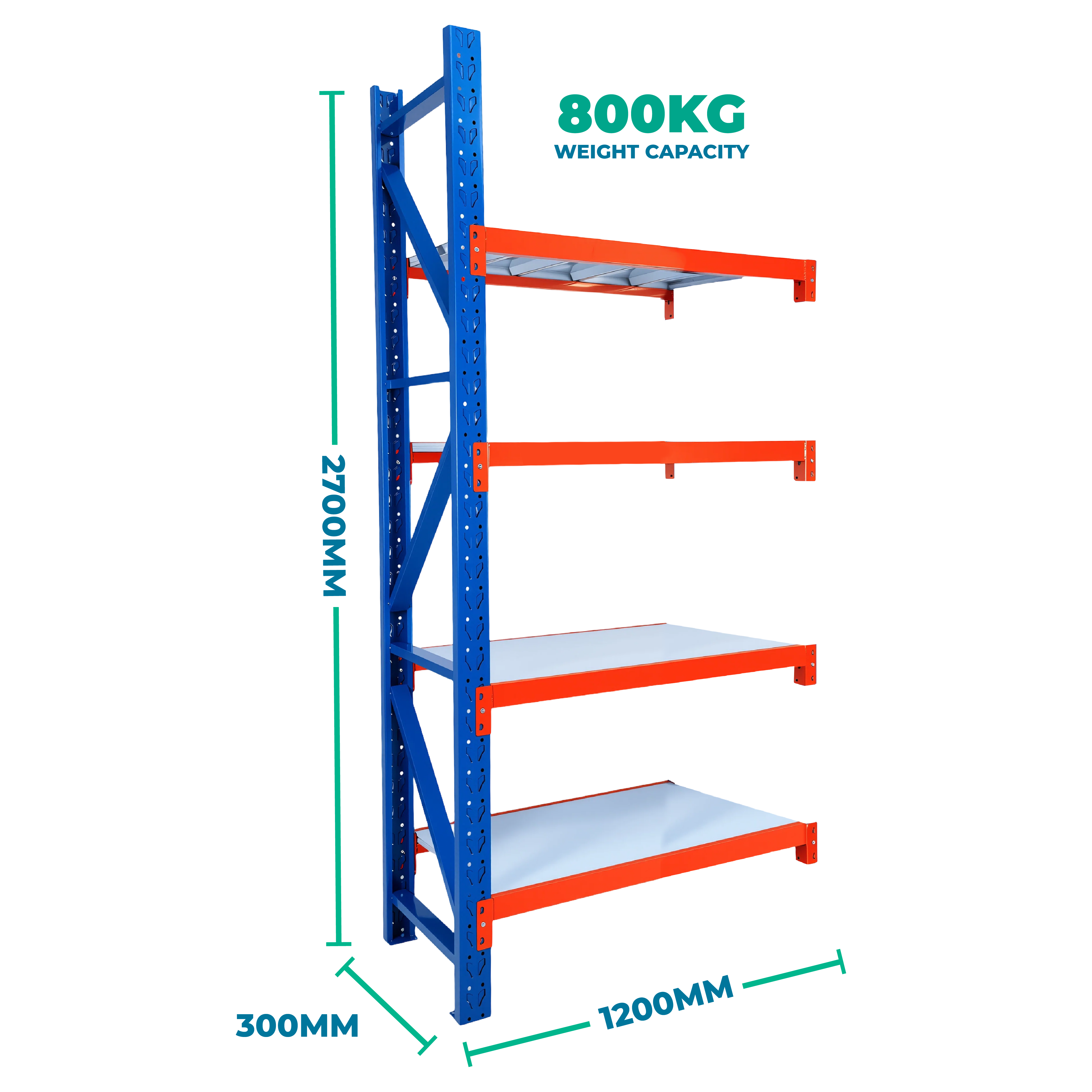 2.7m x 1.2m x 0.3m Heavy Duty Welded Steel Shelving Add-On
