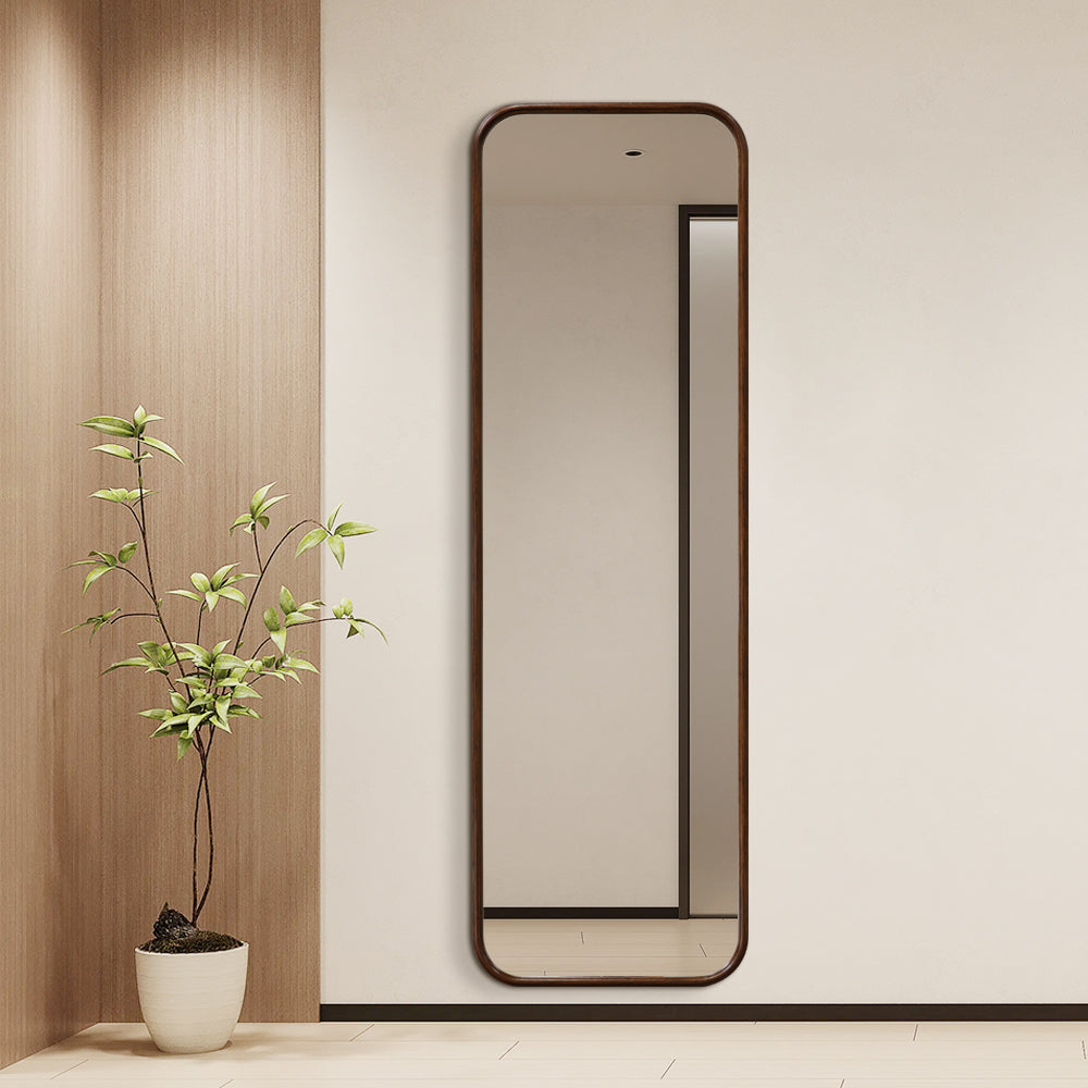 Modern Rectangular Walnut Wood Full Length Mirror 50cm × 160cm Decorative Wall Mounted Mirror