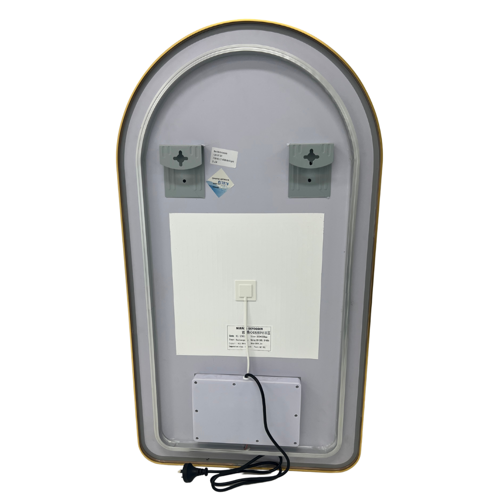 Arched LED Wall Mirror 90cm x 50cm Gold Bevel Frame Backlit Dimmable Defogger