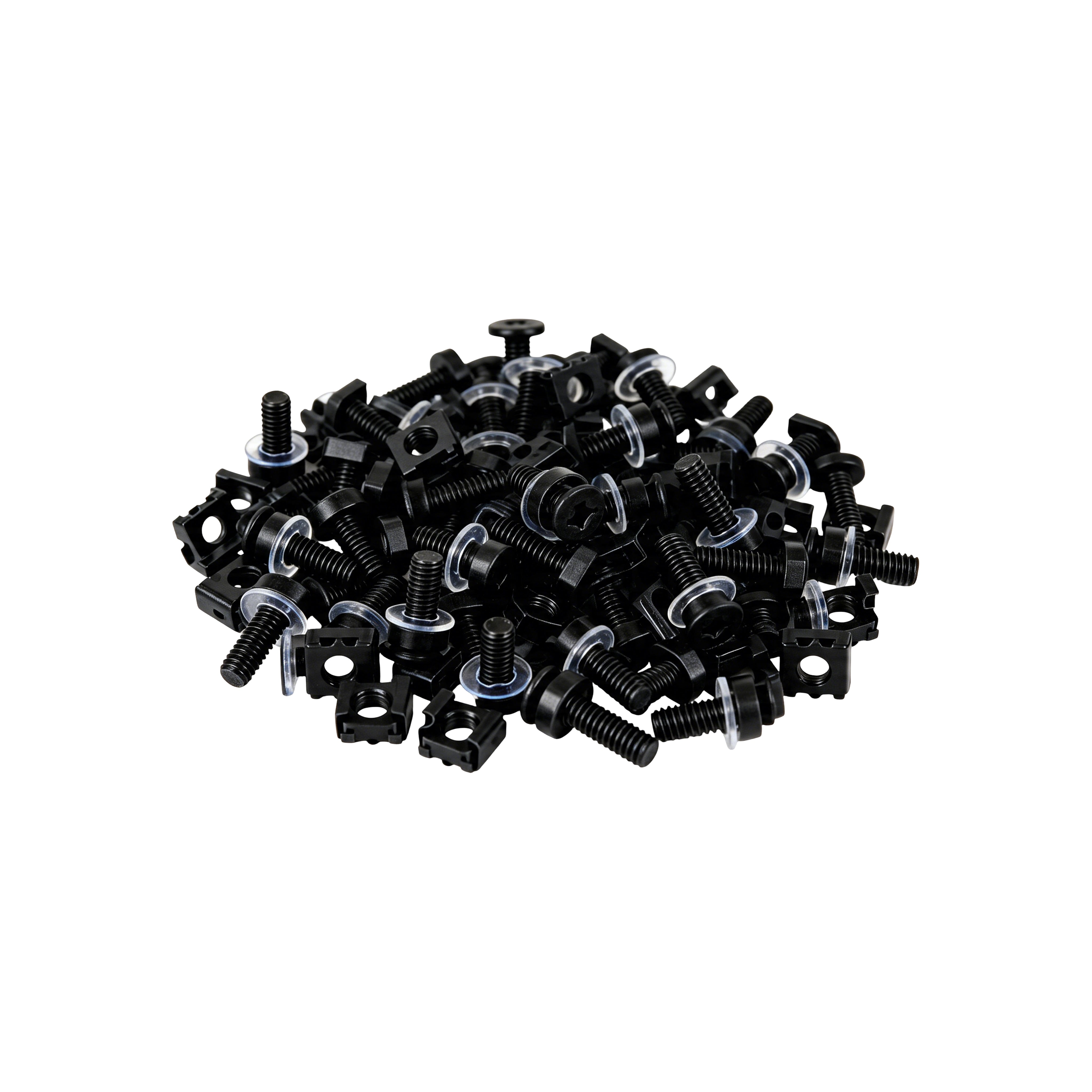 M6 Heavy Duty Cage Nuts and Screws Set Black pack of 50