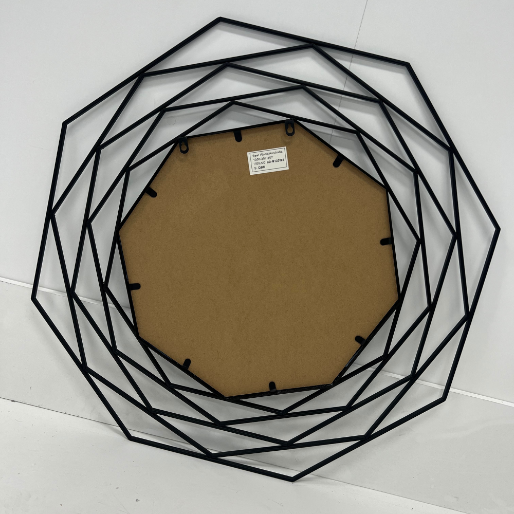 Besty Octagon Wall Mirror 87cm x 88cm Black Steel Frame