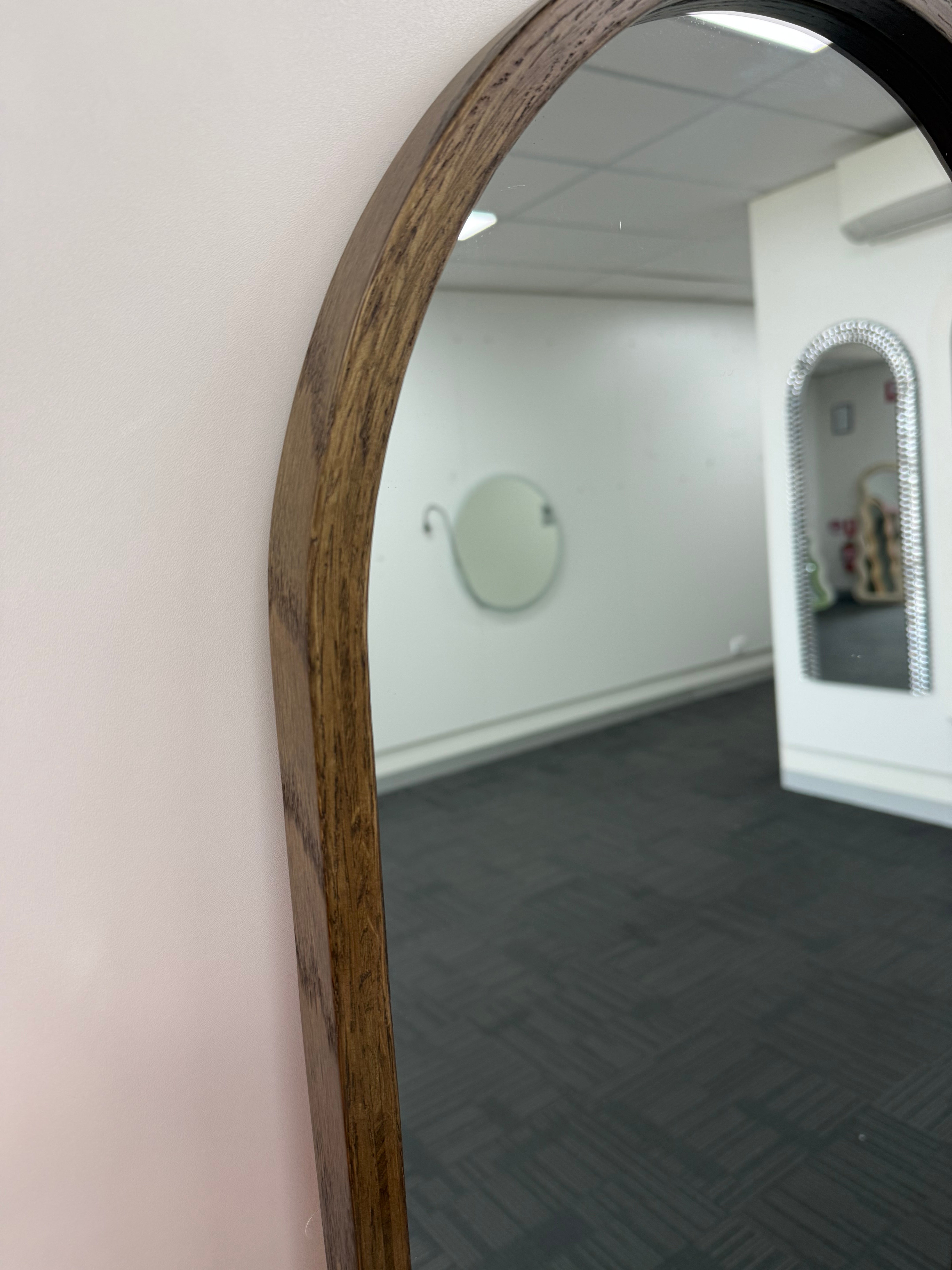 Modern Arched Walnut Wood Full Length Mirror 54cm × 168cm Decorative Wall Mounted Mirror