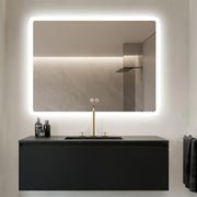 Rectangular LED Mirror 120cm  x 75cm Frameless Frosted Wall Mounted Bathroom Defogger Dimmable Touch Sensor