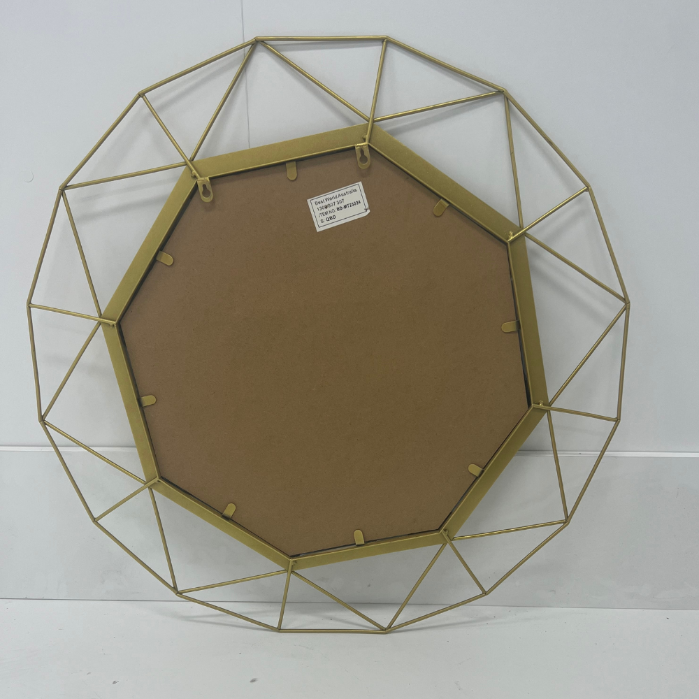 Besty Luxury Round Wall Mirror 80cm x 80cm Gold Metal Frame