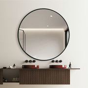 Modern Round Wall Mirror 120cm Black Aluminium Frame