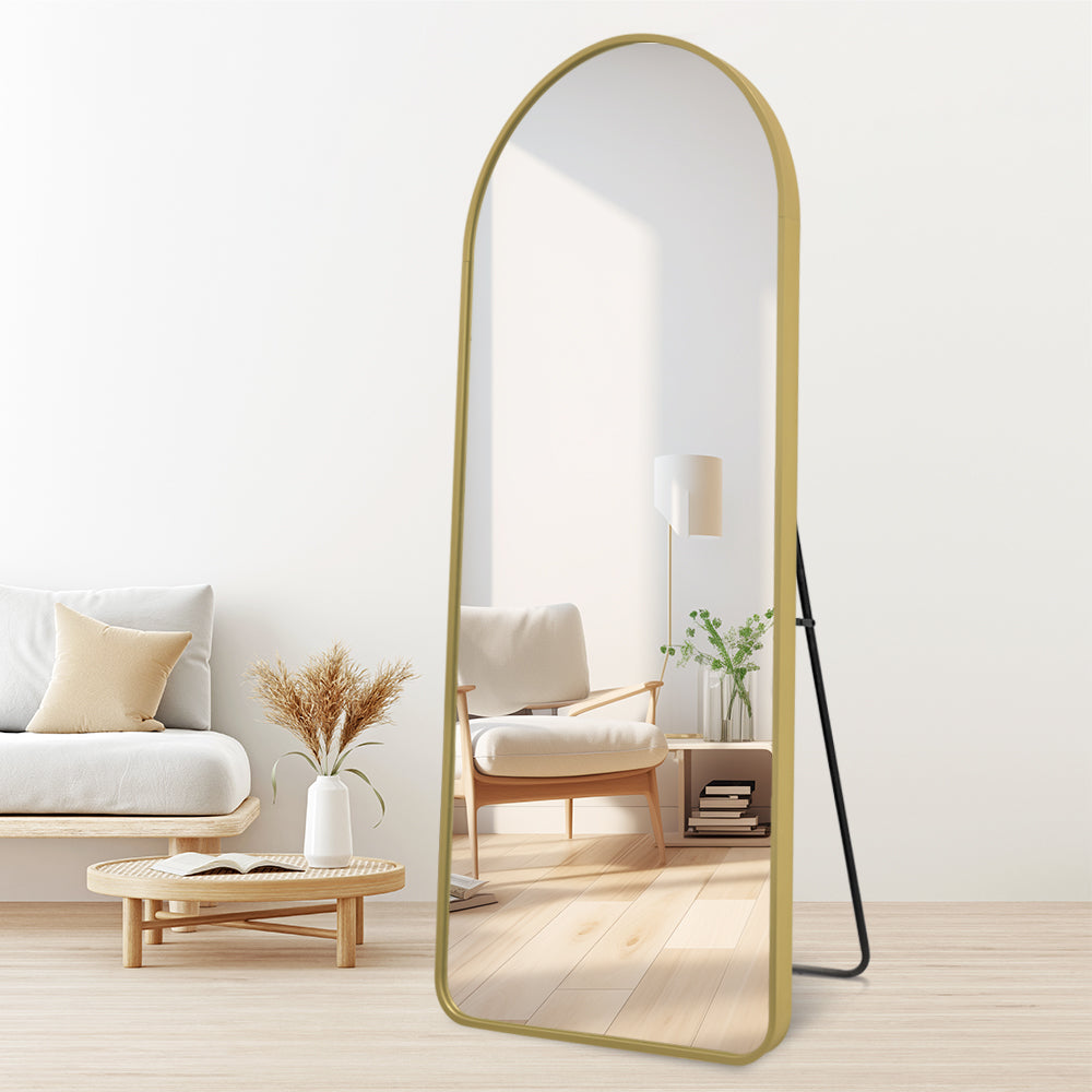 Arched Full Length Mirror 200cm x 100cm Gold Frame Freestanding Aluminium