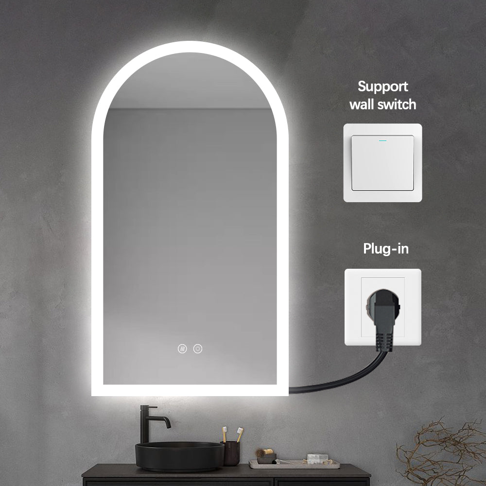 Arched LED Bathroom Mirror 130cm x 70cm Frameless Frosted Dimmable Anti Fog Defogger