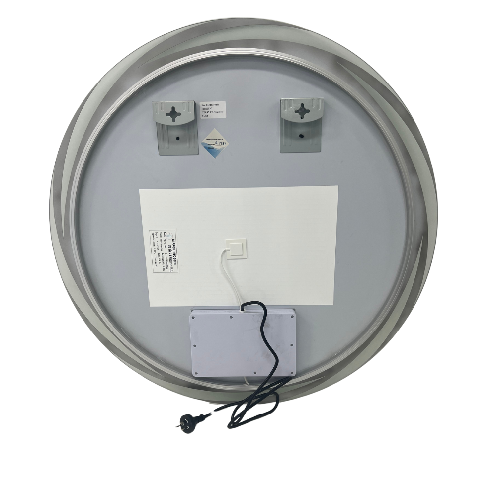 Round LED Bathroom Mirror 80cm Frameless Whirlwind Frosted Defogger Dimmable Vanity Wall Mirror