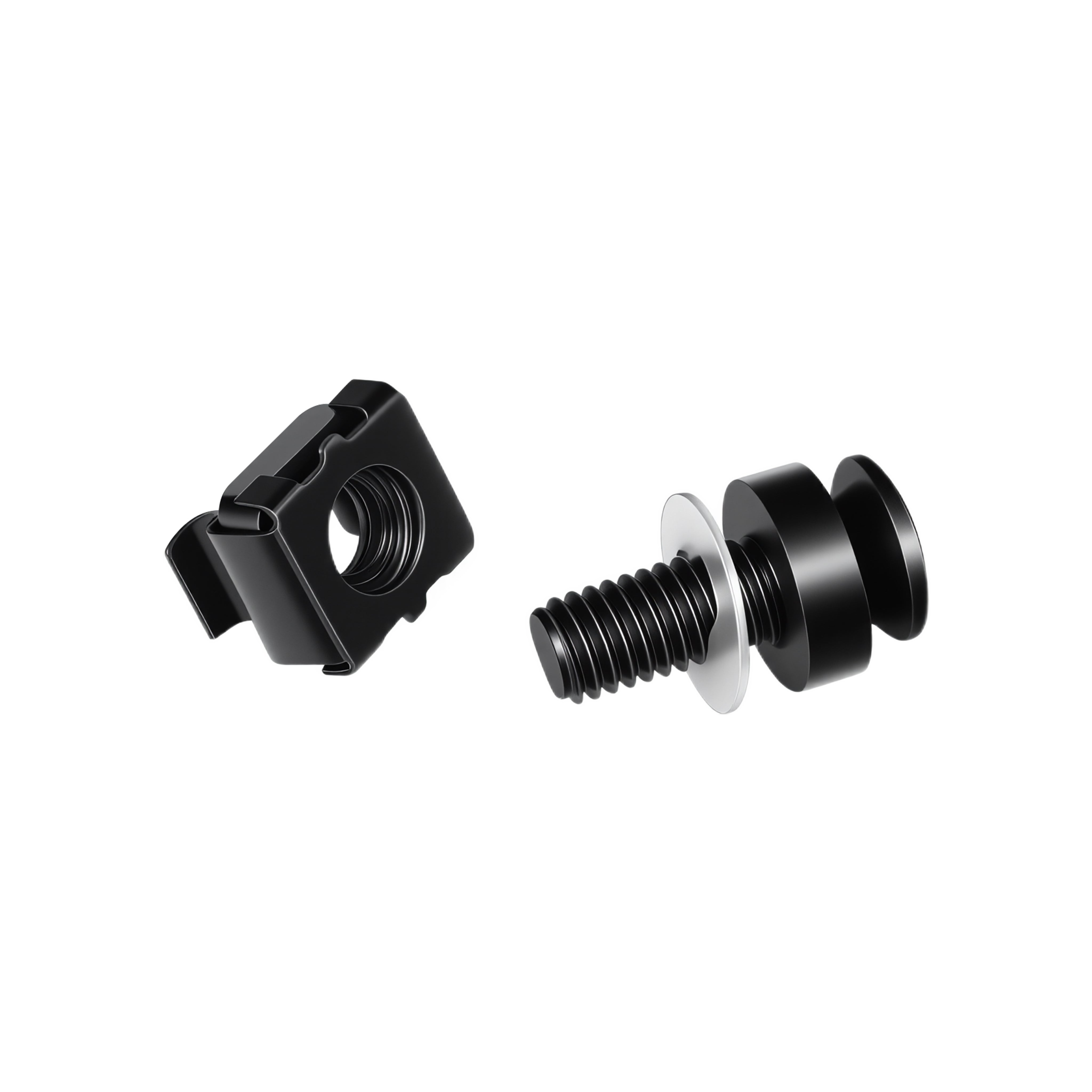 M6 Heavy Duty Cage Nuts and Screws Set Black pack of 20