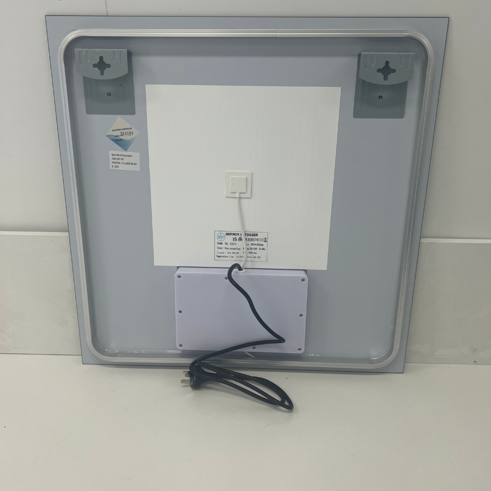Square LED Bathroom Mirror 80cm x 80cm Frameless Backlit Straight Corner Dimmable