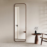 Modern Rectangular Walnut Wood Full Length Mirror 50cm × 160cm Decorative Wall Mounted Mirror