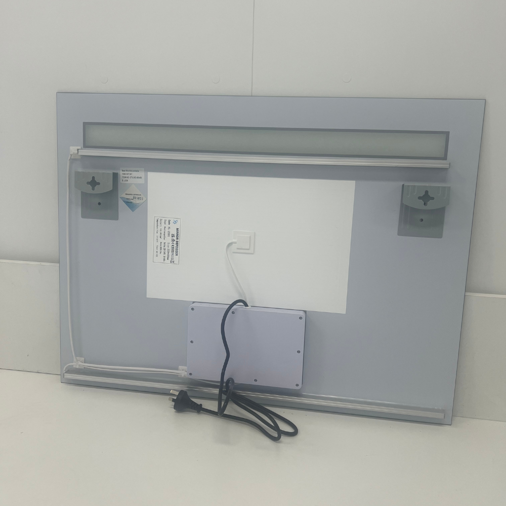 Rectangular LED Bathroom Mirror 75cm x 120cm Frameless Frosted Frontlit Top Strip