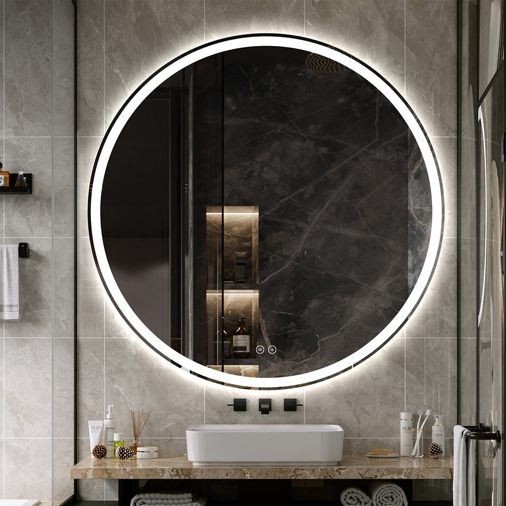 Round LED Mirror 60cm Frosted Defogger Dimmable 25mm Strip