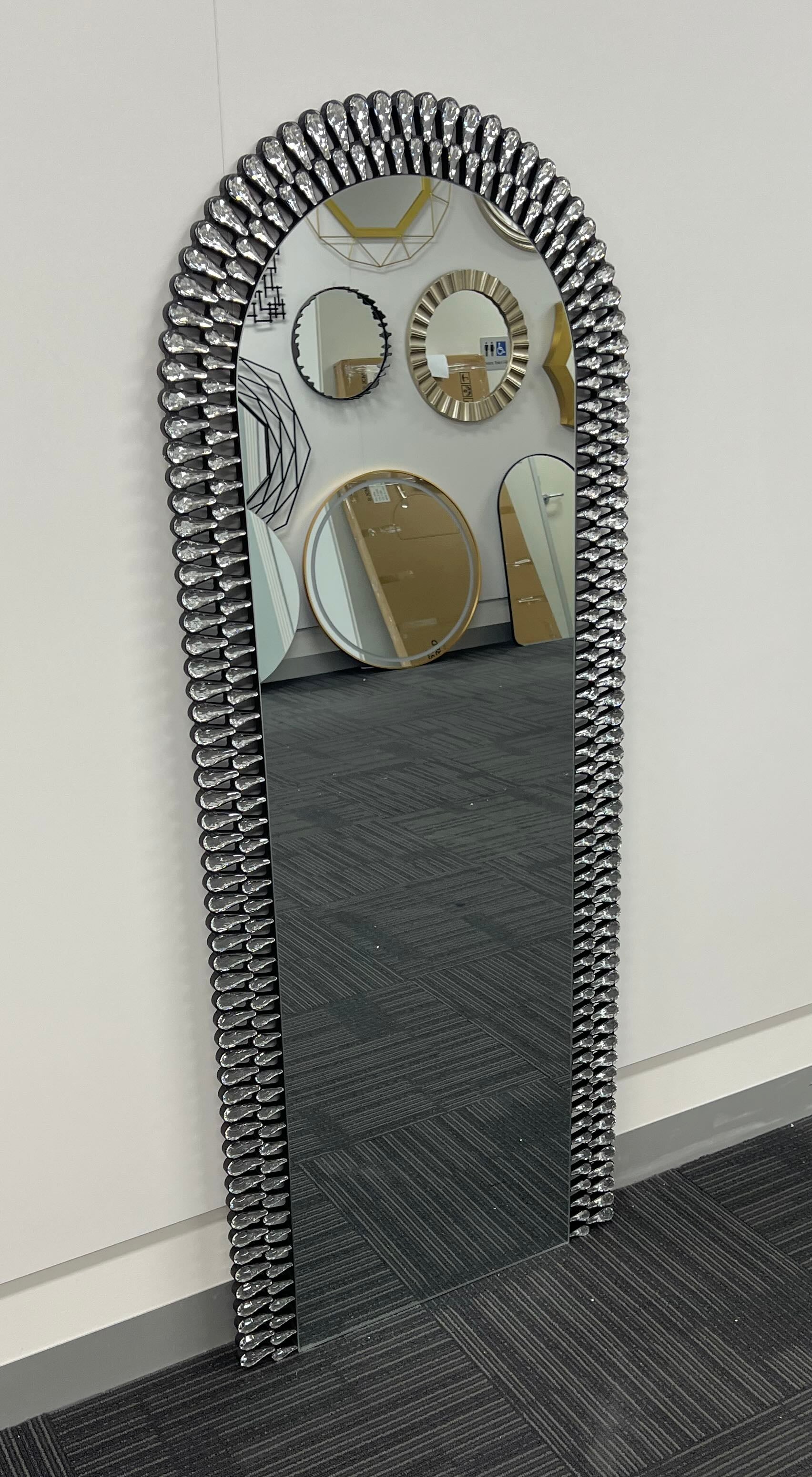 Diamond Water Drop Arch Wall Mirror 150cm x 60cm Silver Acrylic Frame - image 4 of 12