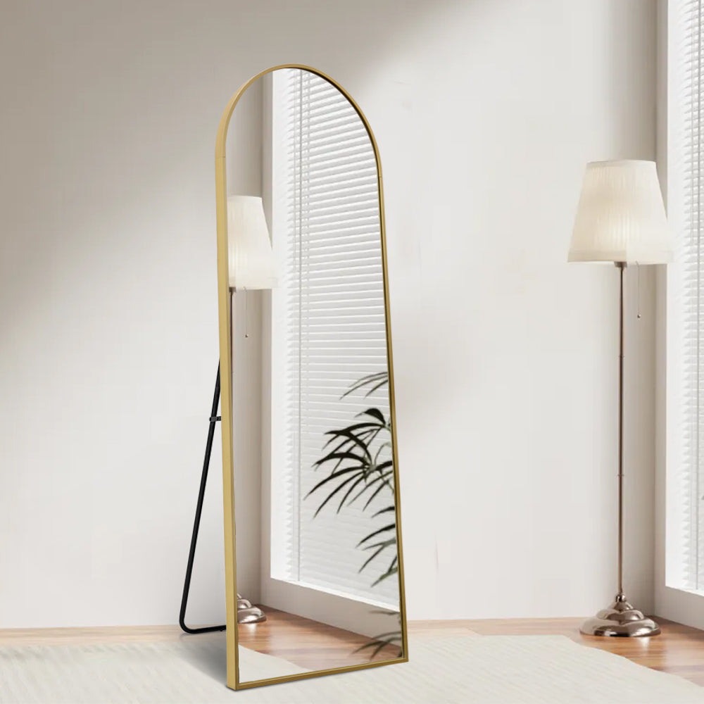 Arched Full Length Mirror 200cm x 100cm Gold Frame Freestanding Aluminium