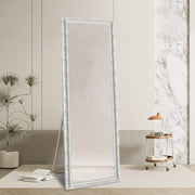 Contemporary White Wood Rectangular Full Length Mirror with Gold Accent 80cm × 180cm Freestanding Decorative Mirror