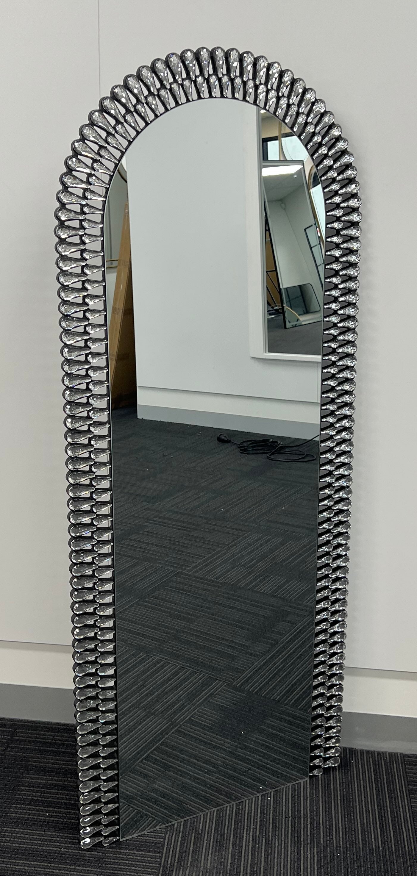 Diamond Water Drop Arch Wall Mirror 150cm x 60cm Silver Acrylic Frame - image 9 of 12