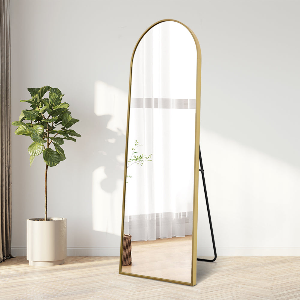 Arched Full Length Mirror 200cm x 100cm Gold Frame Freestanding Aluminium
