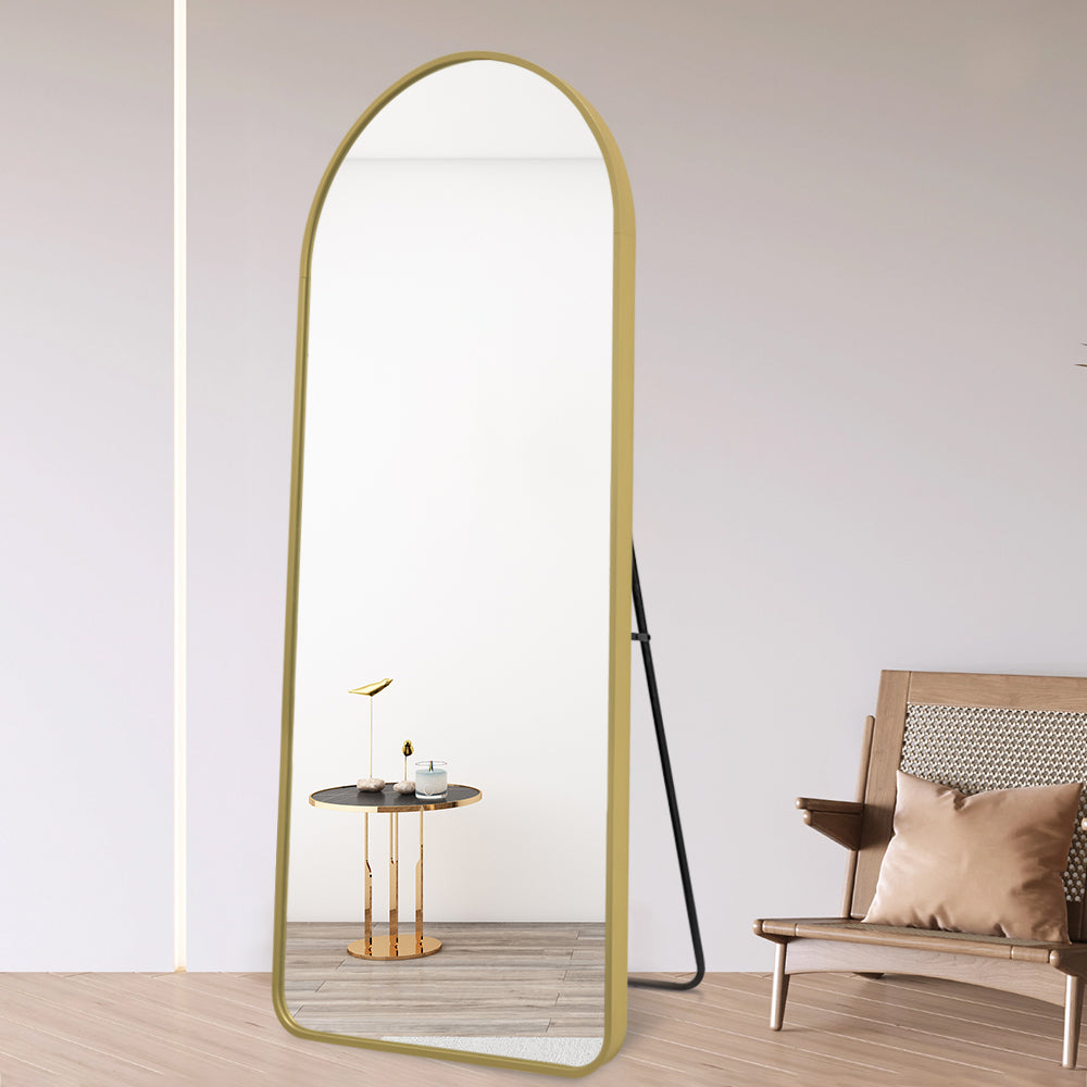 Arched Full Length Mirror 200cm x 100cm Gold Frame Freestanding Aluminium