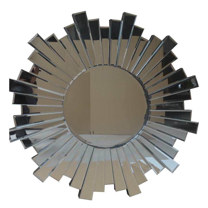 Besty Frameless Sunburst Wall Mirror 80cm Minimalist Beveled Design