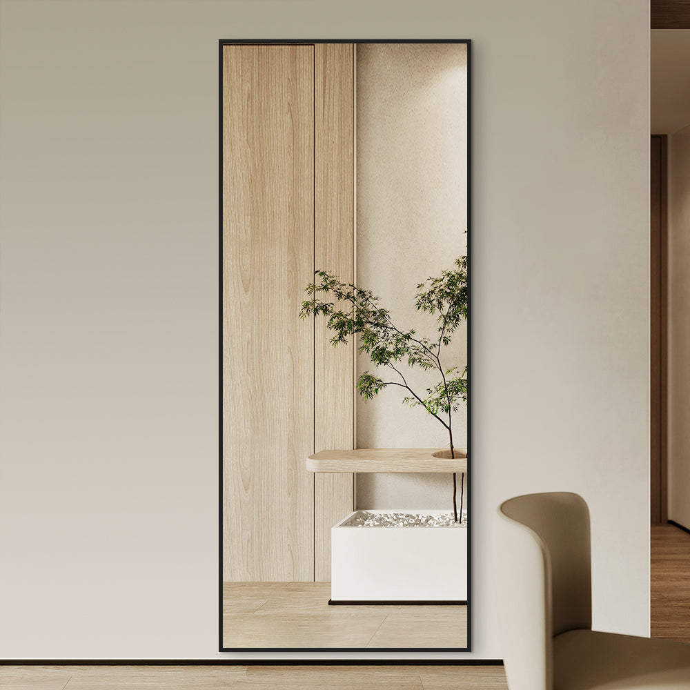 Rectangular Classic Mirror 40cm x 150cm Black Aluminium Alloy Frame Full Length - image 7 of 13
