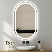 Oval LED Mirror Frameless Frosted Bathroom Mirror with Defogger & Dimmable 30mm LED Strip 130cm x 70cm