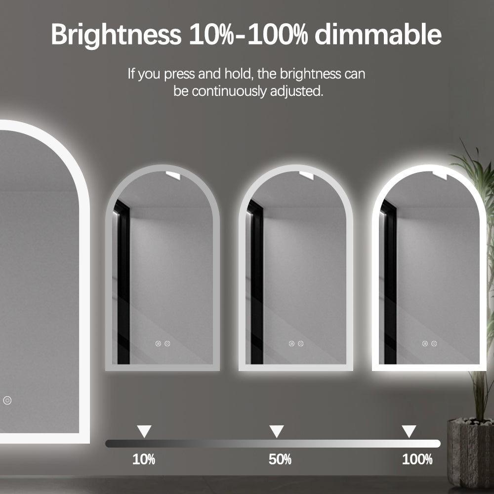 Arched LED Bathroom Mirror 130cm x 70cm Frameless Frosted Dimmable Anti Fog Defogger