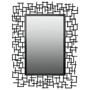 Luxury Iron Frame Rectangular Mirror 107cm x 81cm Black Modern Wall Décor