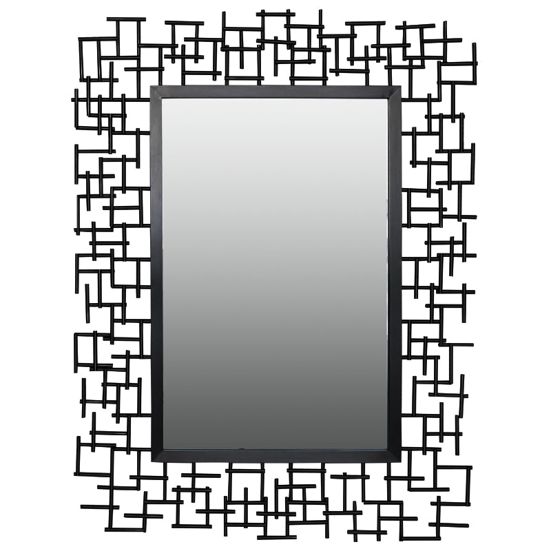 Luxury Iron Frame Rectangular Mirror 107cm x 81cm Black Modern Wall Décor