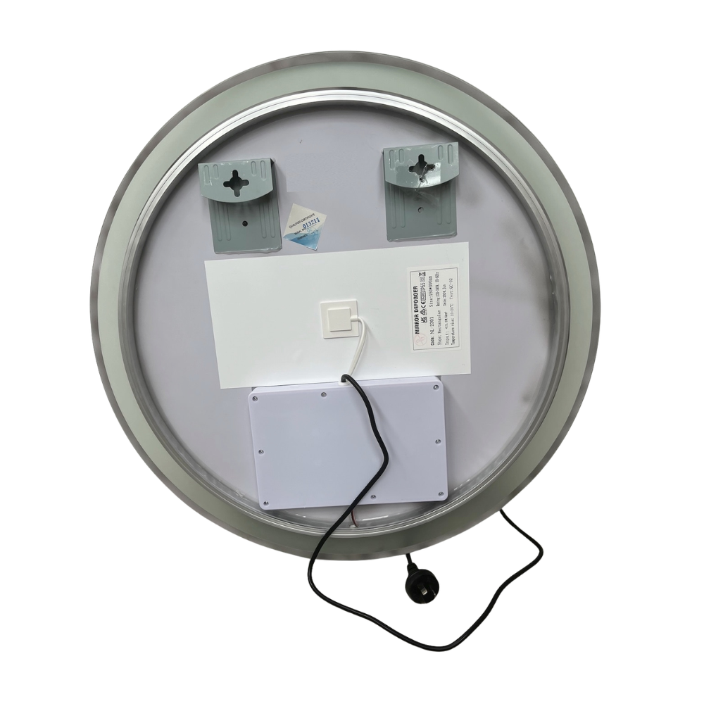 Round LED Mirror 60cm Black Framed Backlit Defogger Dimmable