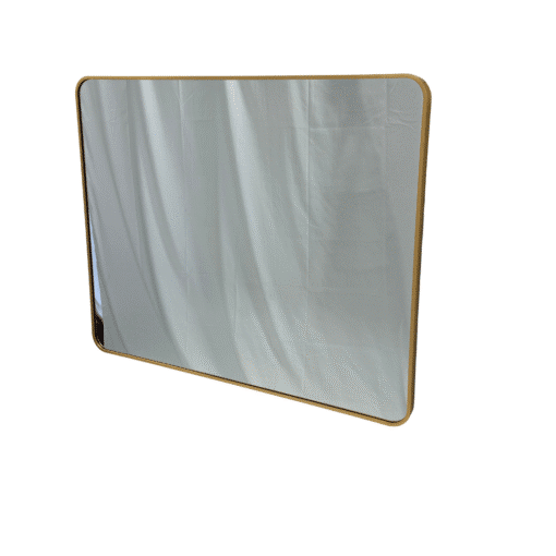 Gold Framed Rounded Edge Wall Mirror Modern Rectangular 100cm x 80cm - Image 3