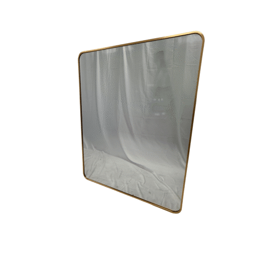 Gold Framed Rounded Edge Wall Mirror Modern Rectangular 100cm x 80cm - Image 4