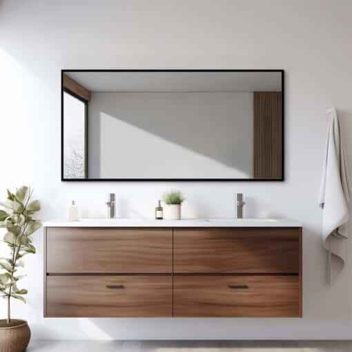 Black Framed Rectangular Wall Mirror Modern 50cm x 100cm Full-Length Mirror for Bedrooms Bathrooms Entryways - Image 4