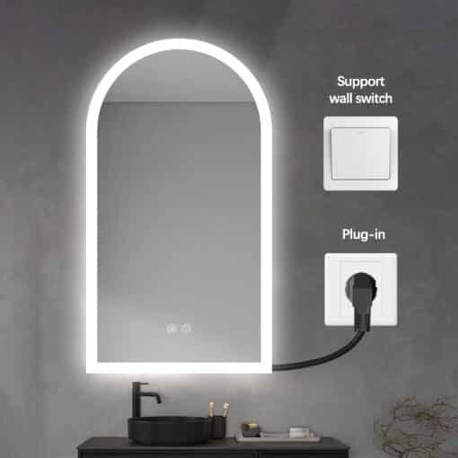 Arched LED Bathroom Mirror 100cm x 75cm Frameless Frosted Dimmable Anti Fog Defogger - Image 5