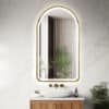 Arched LED Gold Frame Wall Mirror 100cm x 75cm Frosted Defogger Dimmable Vanity