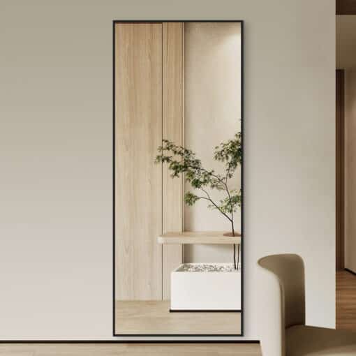 Rectangular Classic Mirror 70cm x 170cm Black Aluminium Alloy Frame Full Length - Image 5