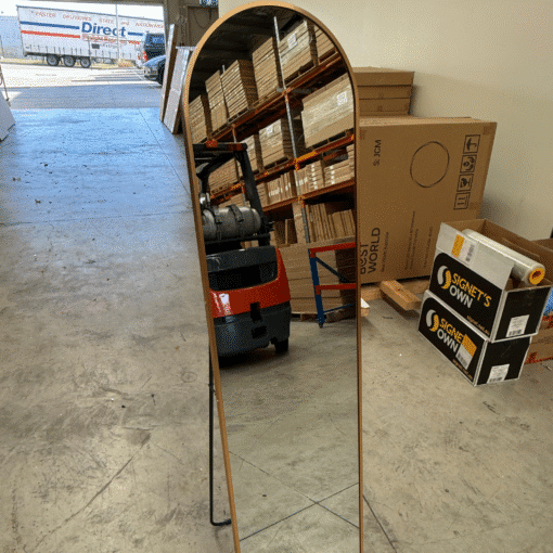 Rose Gold Arched Full Length Mirror 40cm x 150cm Minimalist Floor Mirror with Aluminium Frame - Image 4