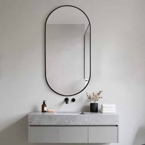 Oval Classic Wall Mirror 60cm x 120cm Black Aluminium Alloy Frame - Image 3