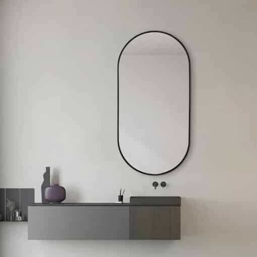 Oval Classic Wall Mirror 60cm x 120cm Black Aluminium Alloy Frame - Image 2