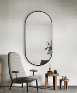 Oval Classic Wall Mirror 60cm x 120cm Black Aluminium Alloy Frame