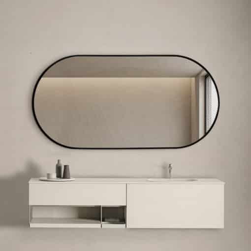Oval Classic Wall Mirror 60cm x 120cm Black Aluminium Alloy Frame - Image 4