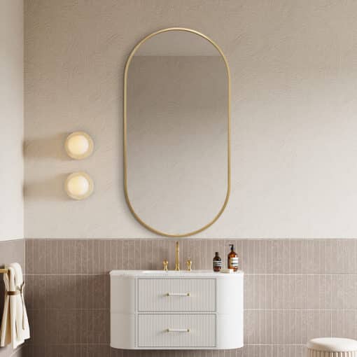 Gold Framed Oval Mirror Classic Decorative 60cm x 120cm Wall Mirror for Bedrooms, Bathrooms & Entryways - Image 3