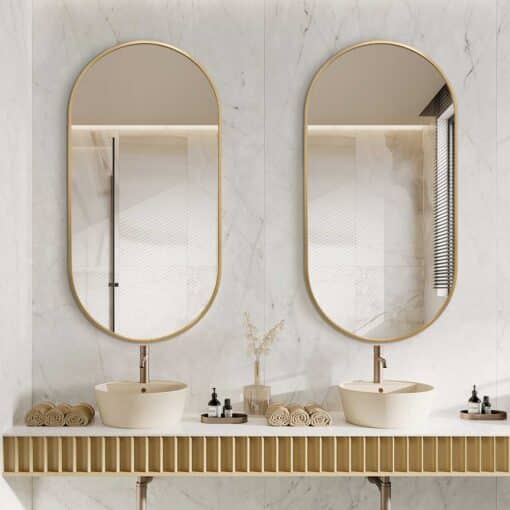 Gold Framed Oval Mirror Classic Decorative 60cm x 120cm Wall Mirror for Bedrooms, Bathrooms & Entryways - Image 4